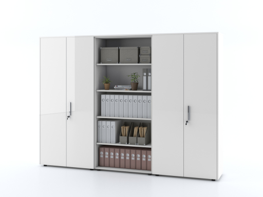 Armoire haute portes battantes mixte L274 x H197 cm laqué brillant