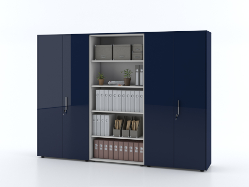 Armoire haute portes battantes mixte L274 x H197 cm laqué brillant