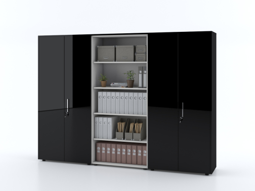 Armoire haute portes battantes mixte L274 x H197 cm laqué brillant