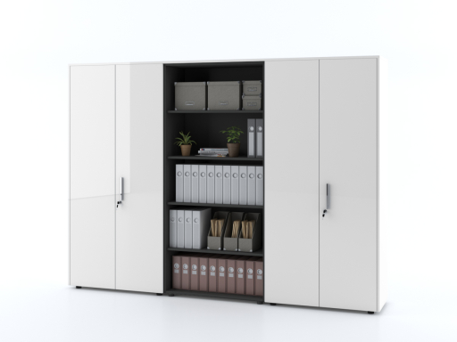 Armoire haute portes battantes mixte L274 x H197 cm laqué brillant