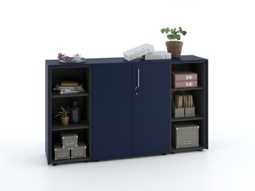 Armoire basse portes battantes mixte L184 x H105 cm laqué mat