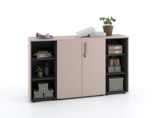 Armoire basse portes battantes mixte L184 x H105 cm laqué mat