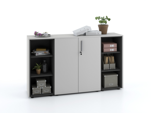 Armoire basse portes battantes mixte L184 x H105 cm laqué mat
