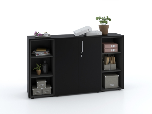 Armoire basse portes battantes mixte L184 x H105 cm laqué mat