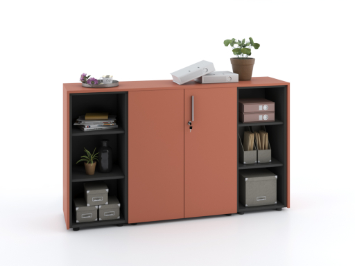 Armoire basse portes battantes mixte L184 x H105 cm laqué mat