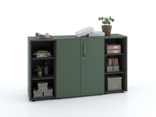 Armoire basse portes battantes mixte L184 x H105 cm laqué mat