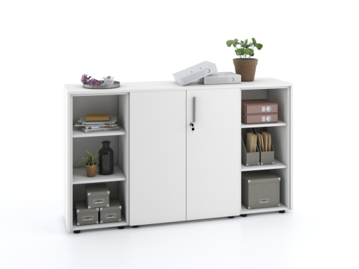 Armoire basse portes battantes mixte L184 x H105 cm laqué mat