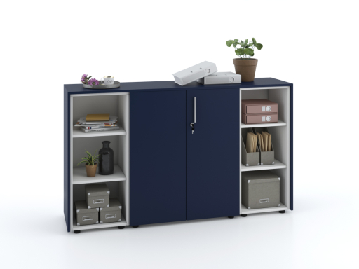 Armoire basse portes battantes mixte L184 x H105 cm laqué mat