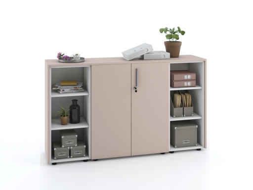 Armoire basse portes battantes mixte L184 x H105 cm laqué mat