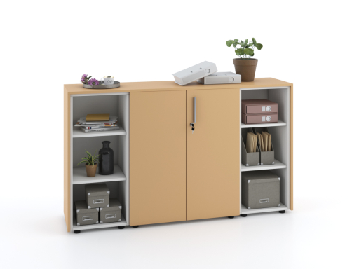 Armoire basse portes battantes mixte L184 x H105 cm laqué mat
