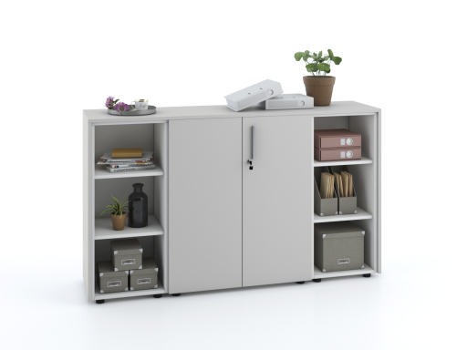 Armoire basse portes battantes mixte L184 x H105 cm laqué mat