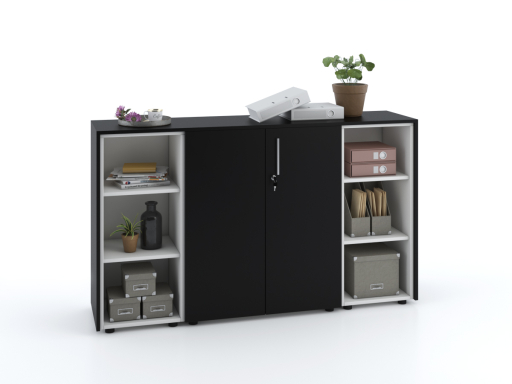 Armoire basse portes battantes mixte L184 x H105 cm laqué mat