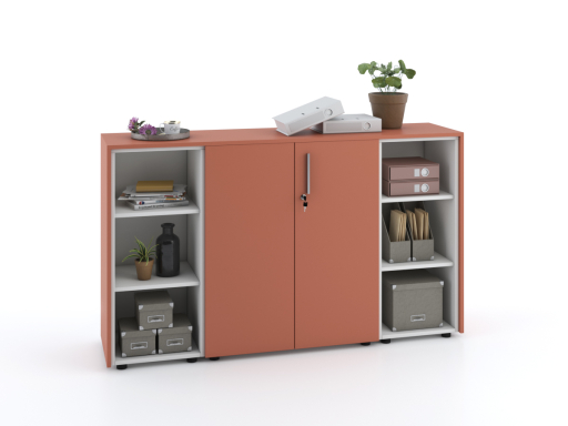 Armoire basse portes battantes mixte L184 x H105 cm laqué mat
