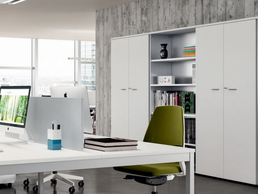 Armoire portes battantes avec bibliothèque L262xH216, pas chère