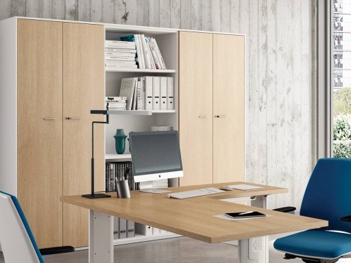 Armoire portes battantes avec bibliothèque L262xH216, pas chère