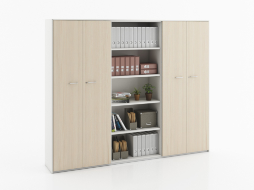 Armoire portes battantes avec bibliothèque L262xH216, pas chère
