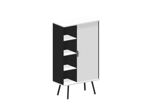Armoire mi-haute porte battante FLEXY sur pieds métal H176, fabriqué en France