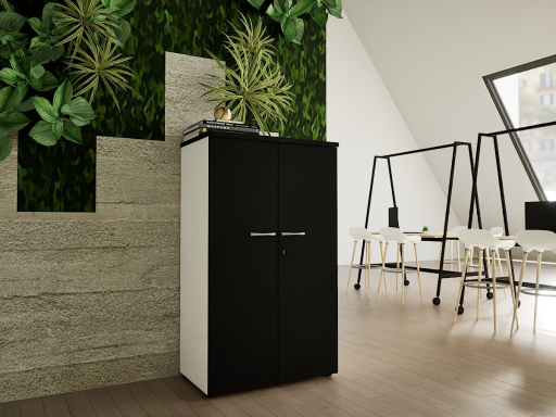 Armoire mi-haute portes battantes GARANCE H136 bicolore, fabriqué en France