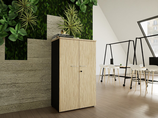 Armoire mi-haute portes battantes GARANCE H136 bicolore, fabriqué en France