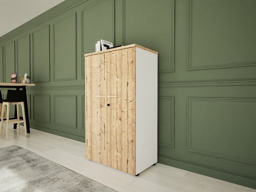 Armoire mi-haute portes battantes GARANCE H136 bicolore, fabriqué en France