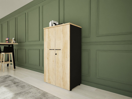 Armoire mi-haute portes battantes GARANCE H136 bicolore, fabriqué en France