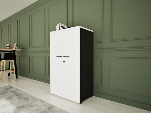 Armoire mi-haute portes battantes GARANCE H136 bicolore, fabriqué en France