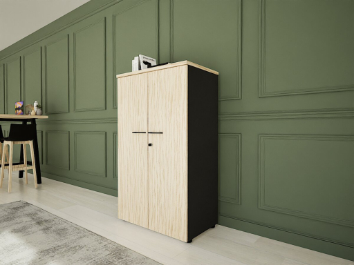 Armoire mi-haute portes battantes GARANCE H136 bicolore, fabriqué en France