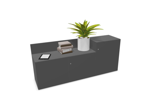 Armoire basse design avec portes battantes UNIKA, fabriqué en Espagne