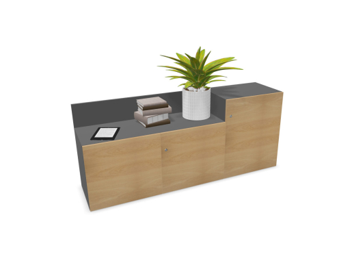 Armoire basse design avec portes battantes UNIKA, fabriqué en Espagne