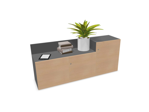 Armoire basse design avec portes battantes UNIKA, fabriqué en Espagne