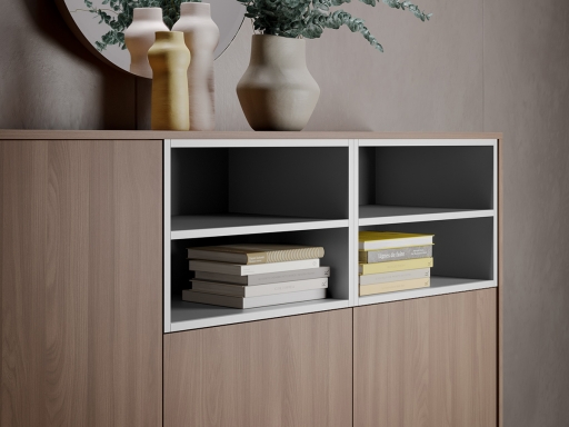 Armoire mi-haute push open en bois L184xH130 - Haut de gamme