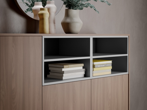 Armoire mi-haute push open en bois L184xH130 - Haut de gamme