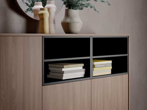 Armoire mi-haute push open en bois L184xH130 - Haut de gamme