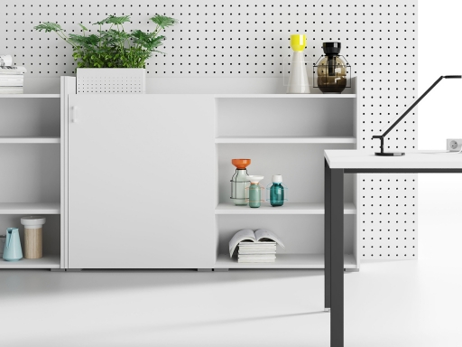 Armoire mi-haute 1 porte coulissante H109, pas chère