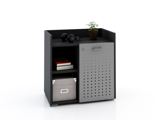 Armoire basse avec serrure avec 1 porte en métal 70x70