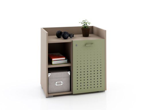 Armoire basse avec serrure avec 1 porte en métal 70x70