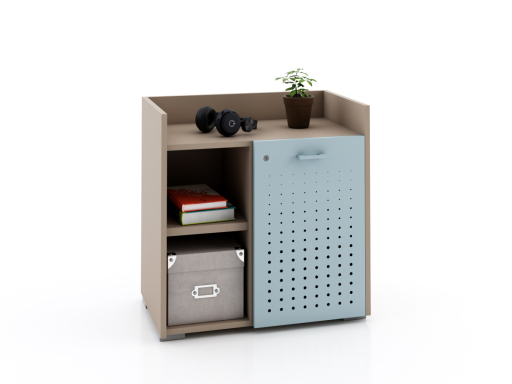 Armoire basse avec serrure avec 1 porte en métal 70x70