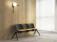 Deskissimo - Banc d'accueil 2 à 5 places BOW en polypropylène et assise tapissée