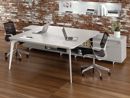 Bureau double RUNNER avec meubles de rangement