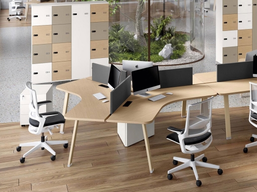 Bureau 3 personnes KELSO P60 avec cloisonnettes en tissu