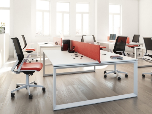 Bureau en vis à vis 2 personnes SPARTACUS avec cloisonnette en tissu