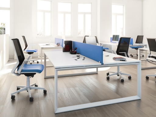 Bureau en vis à vis 2 personnes SPARTACUS avec cloisonnette en tissu