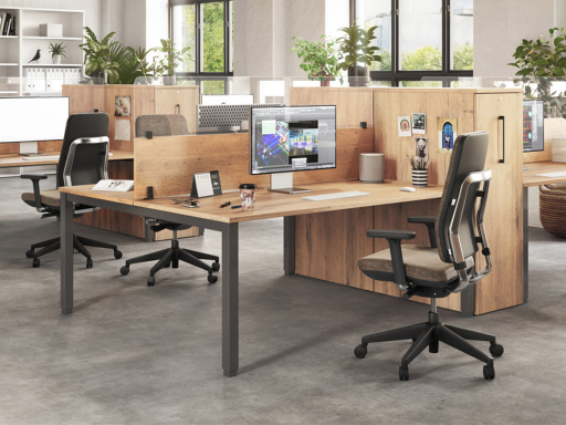 Pack coworking 2 personnes avec rangements et séparation frontale, pas chère