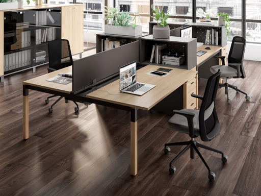 Bureau partagé 2 personnes piétement bois