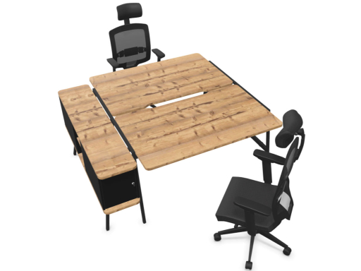 Bureau bench 2 personnes FLEXY avec caisson, fabriqué en France