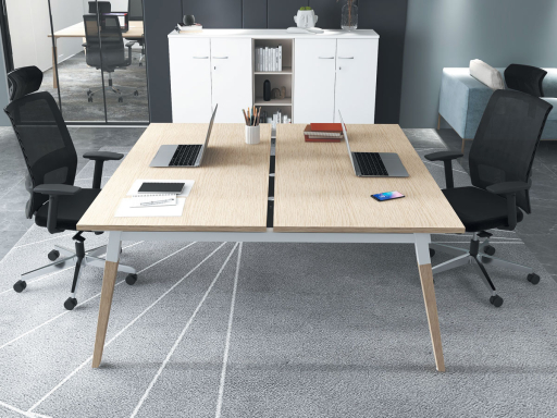 Bureau partagé 2 personnes pieds bois, Made in France