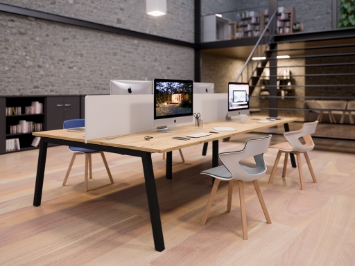 Bureau face à face pour 4 personnes en mélaminé, Made in France