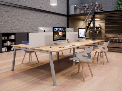 Bureau face à face pour 4 personnes en mélaminé, Made in France