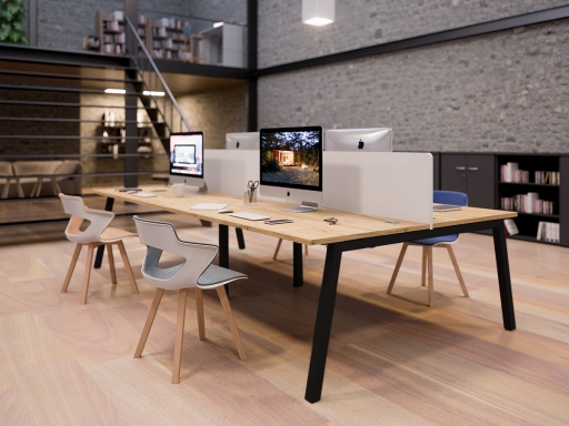 Bureau face à face pour 4 personnes en mélaminé, Made in France