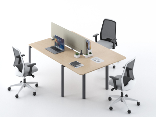 Bureau 3 personnes compact avec cloisonnette acoustique